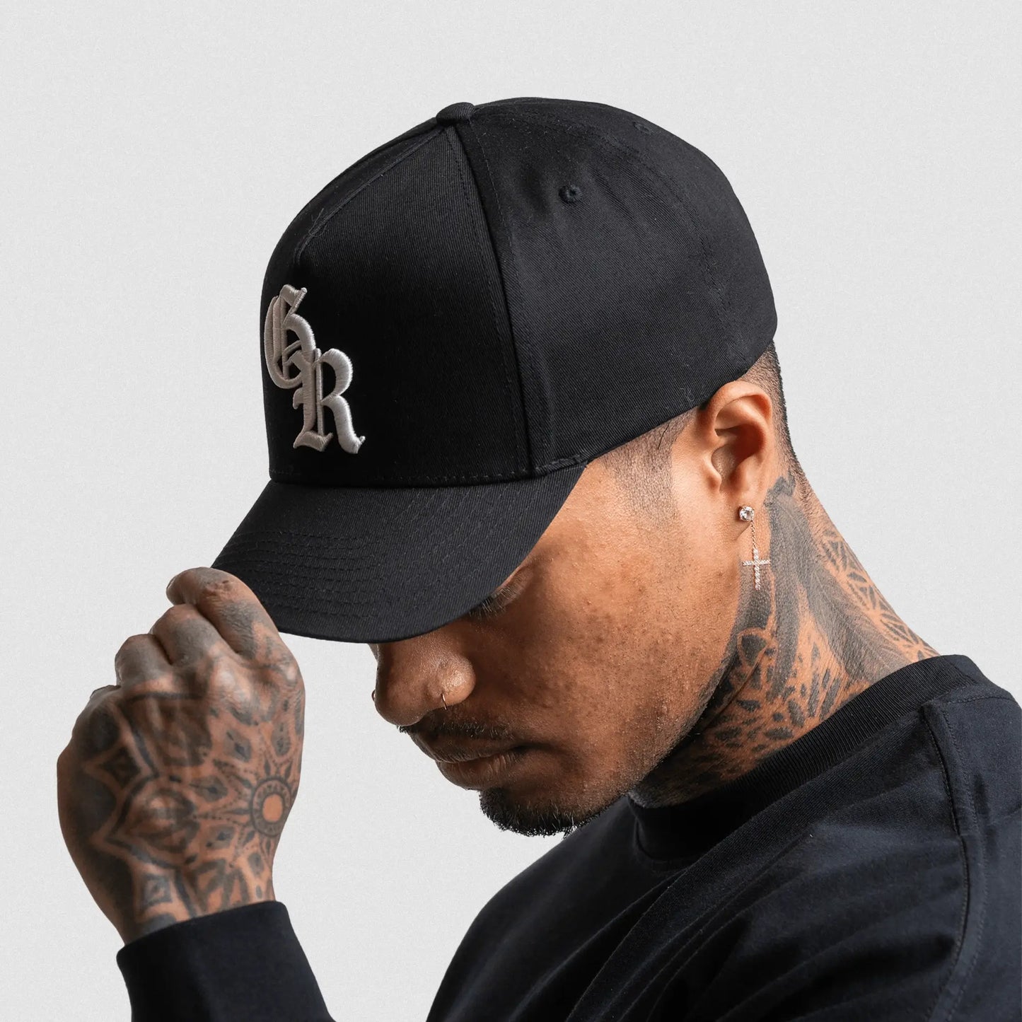 5-Panel Initial Hat - Black/White