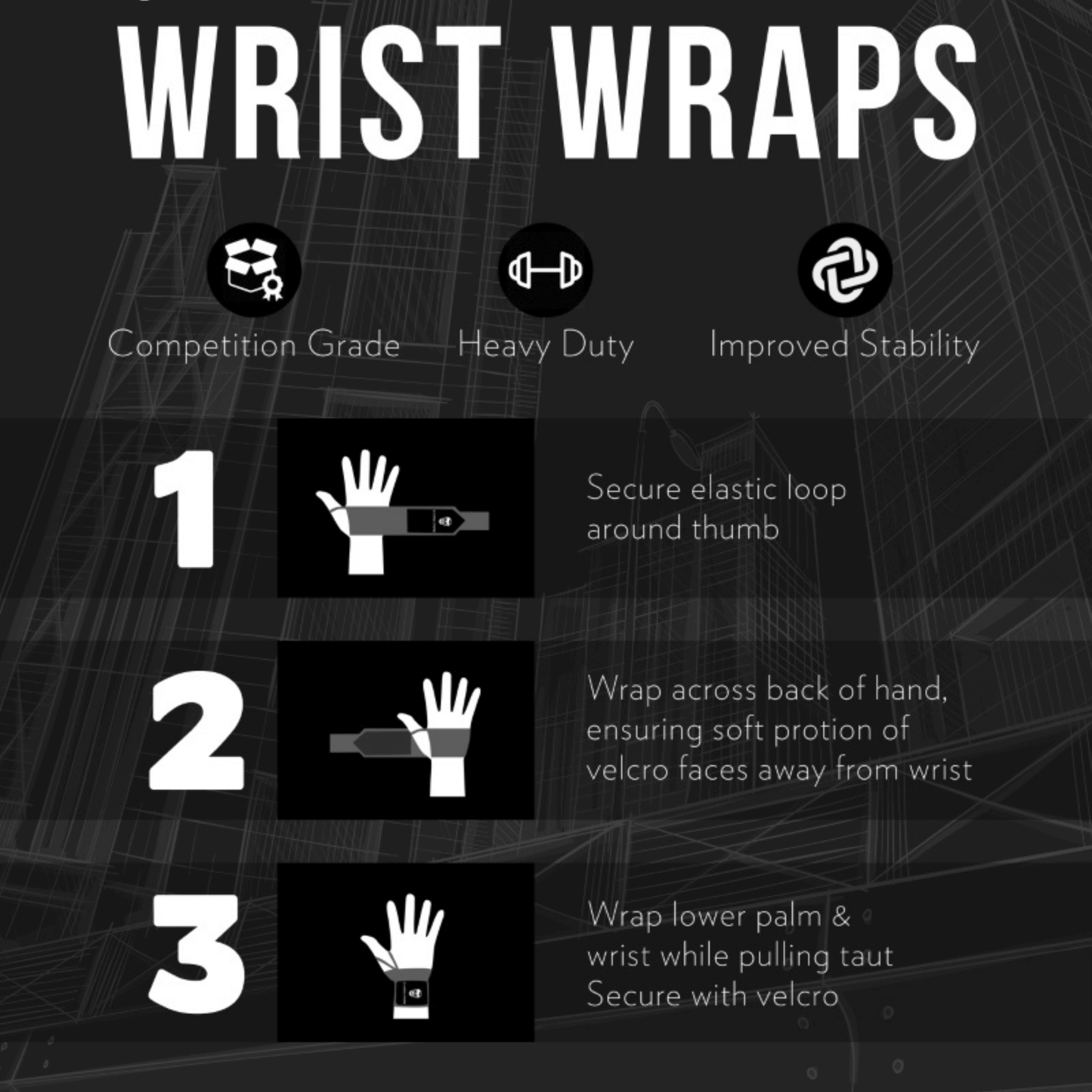 Wrist Wraps - 18" Weightlifting Wrist Support - Blue